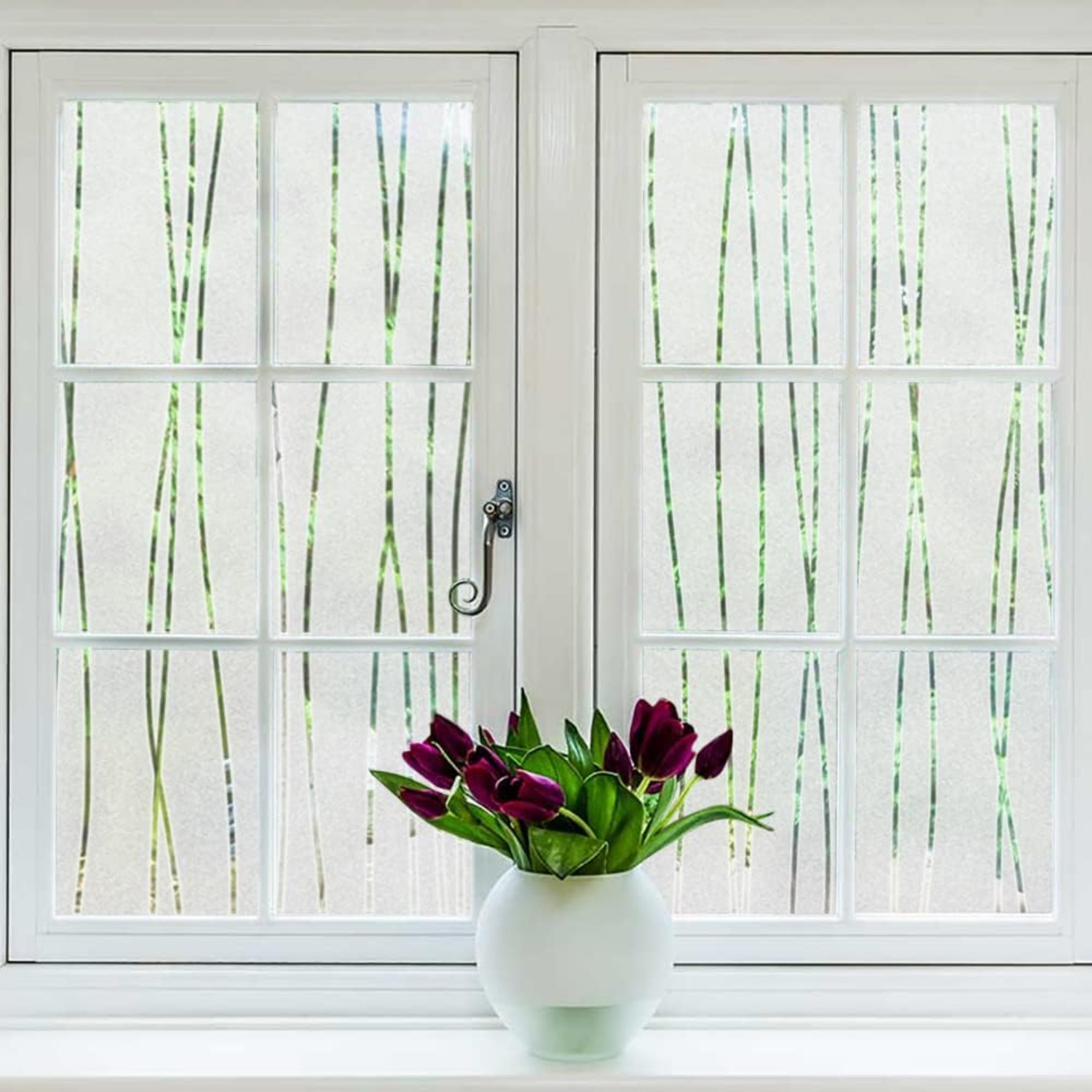 Home Bathroom Window Tint - Gestreifte Musterfolie für Fenster, Sichtschutzfolie, statisch