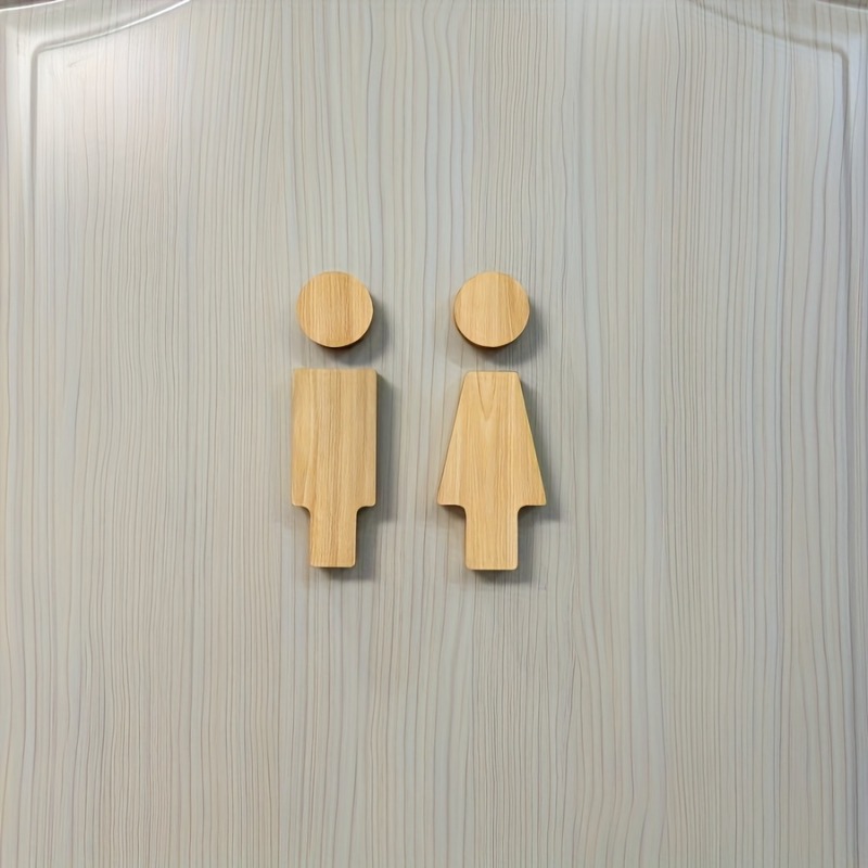 Home Office Bathroom - 2-teiliges Badezimmerschild aus Holz für Toilettentüren