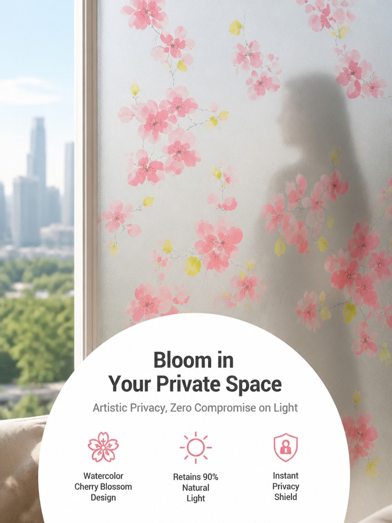Home Office Bathroom - Milchige Sichtschutzfolie für Fenster, lichtdurchlässig, ohne