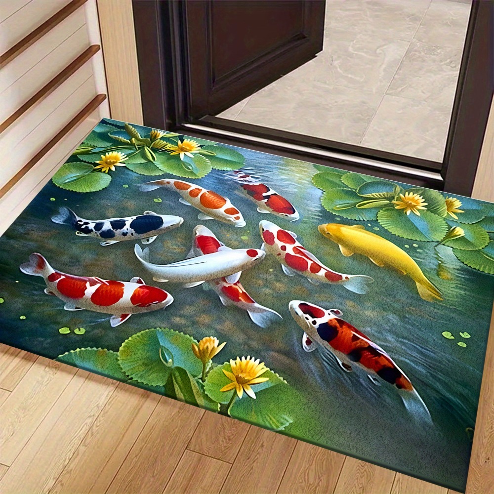 Home Bathroom Design Ideas - Leuchtender Koi-Teich-Fisch-Teppich, Natur-Aquarium-Design, Heimdekoration, Läufer für