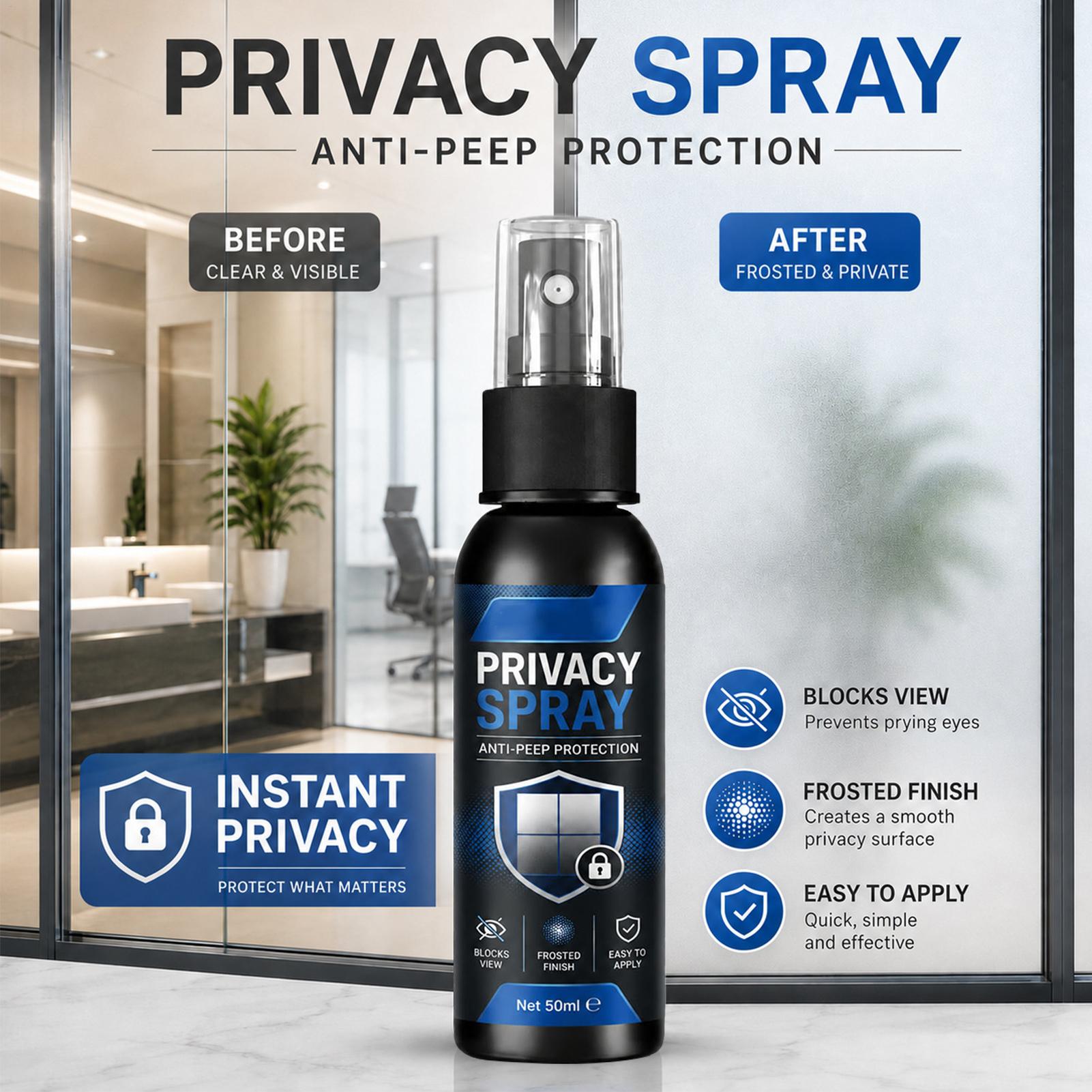 Home Office Bathroom - 50ml Glas-Mattierungs-Spray Sichtschutz-Fensterfolie Anti-Späh-Mattbeschichtung Schnelltrocknend für