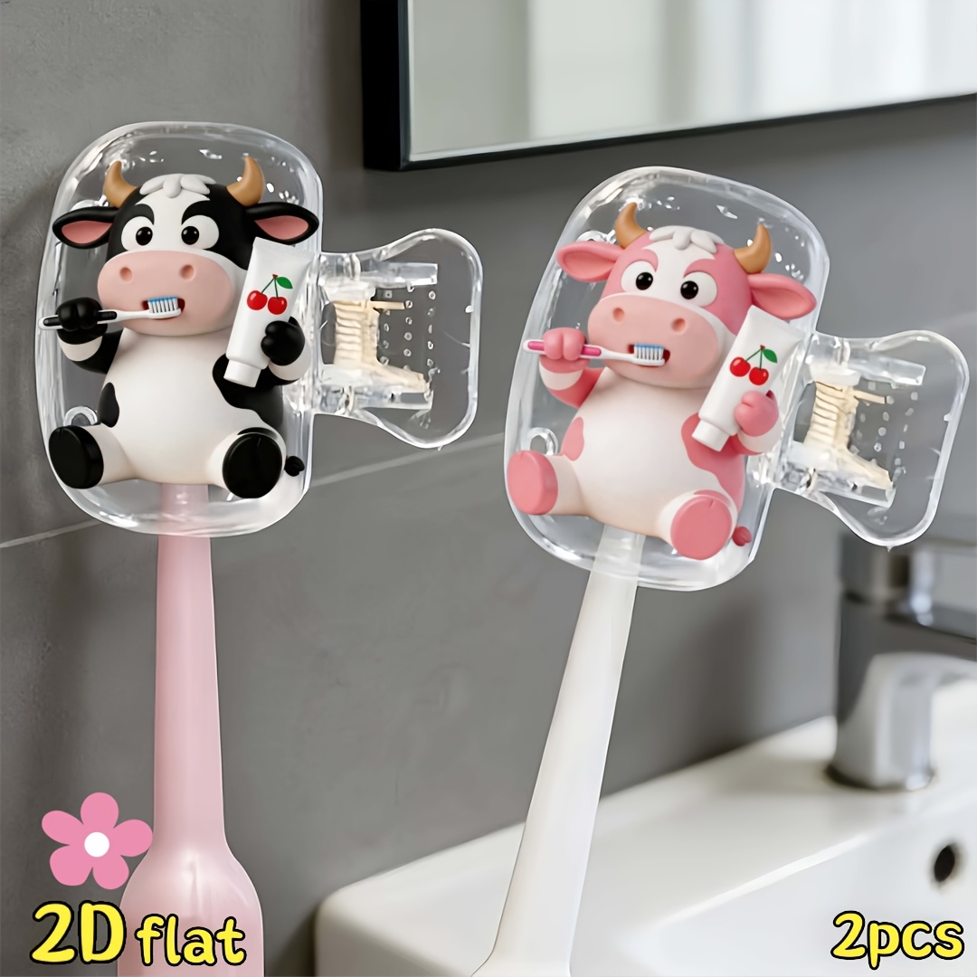Home Bathroom Essentials - 2 Stück Kuh-Zahnbürstenhalter, Reise- und Haushalts-Aufbewahrungsorganizer