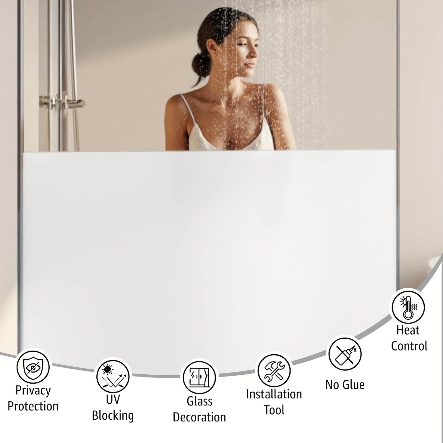 Home Office Bathroom - Weiße, mattierte Sichtschutzfolie für Fenster, statisch