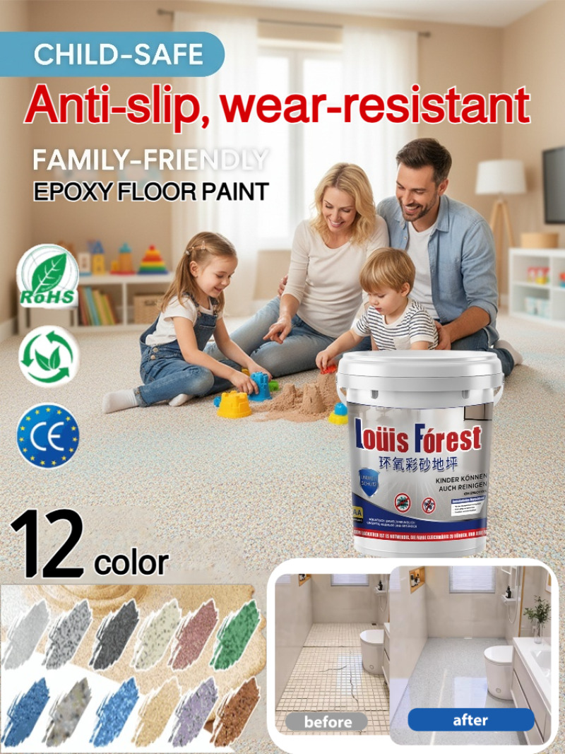 Home Bathroom Wear - Epoxid-Terrazzo Selbstverlaufende Bodenfarbe, Wasserbasiert Rutschfest Verschleißbeständig,