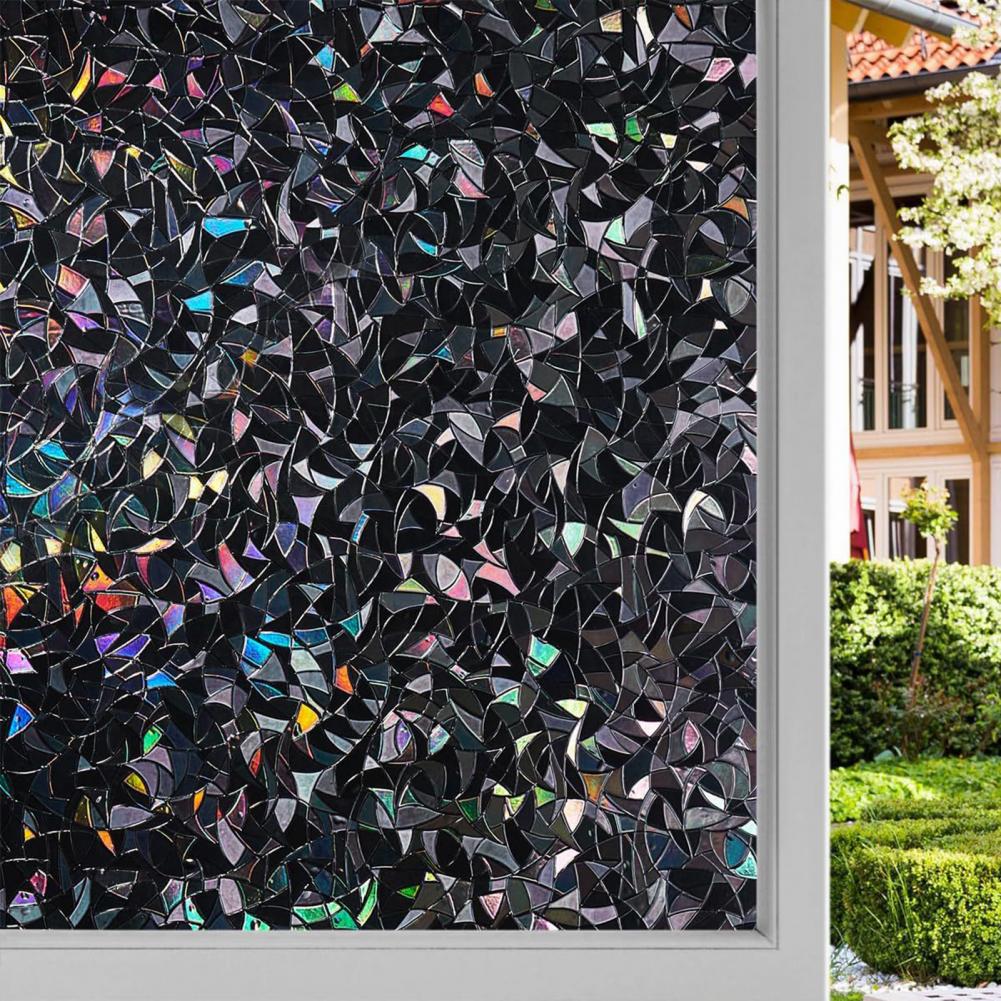 Home Bathroom Window Tint - 3D-Fensterheberfolie mit schwarzem Regenbogen, Sichtschutz, Sonnenschutz,