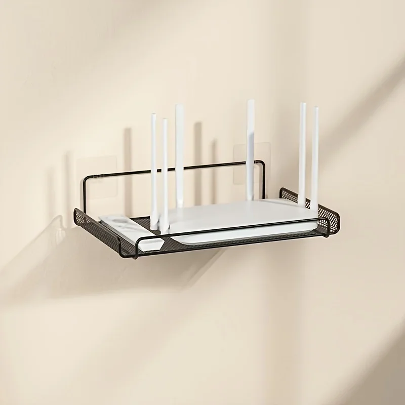 Home Office Bathroom - Edelstahl-Router-Regal ohne Bohren, WLAN-Wandhalterung, Router-Aufbewahrungsorganizer, Regal