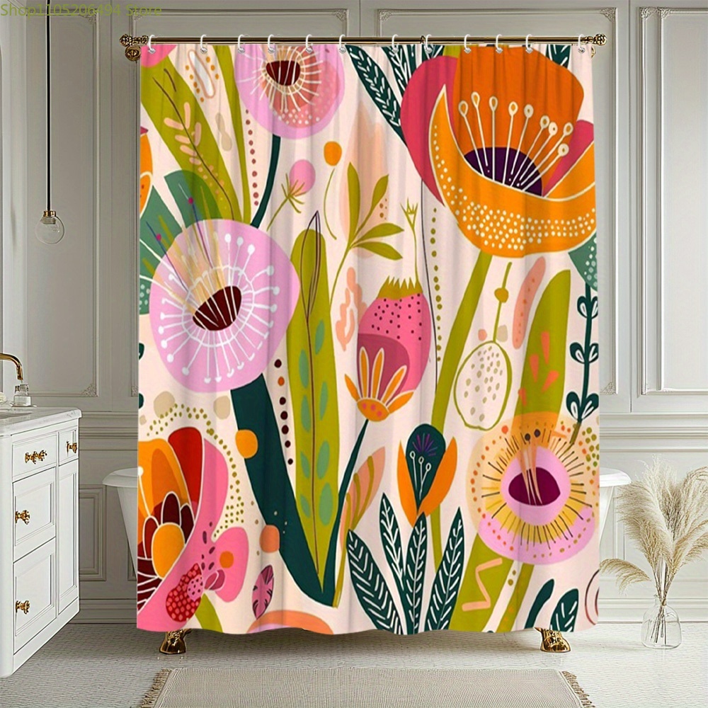 Lebendiger Blumenmuster-Duschv – Home Bathroom Design Ideas Bewertung und Preis
