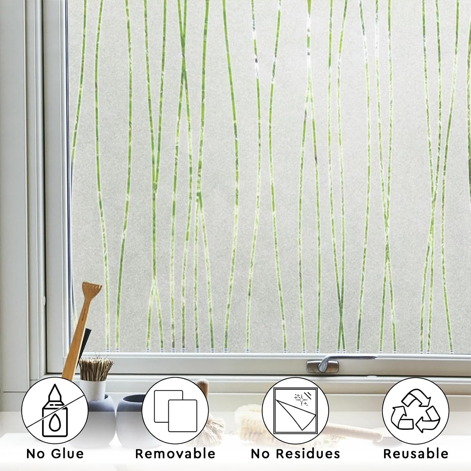 Gestreifte Musterfolie für Fen – Home Bathroom Window Tint Bewertung und Preis
