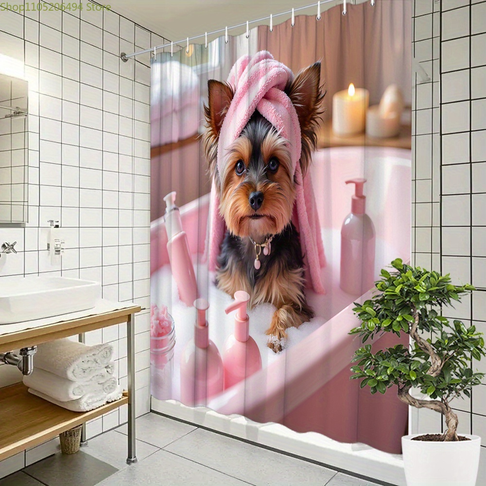 Niedlicher Yorkie-Hund in der  – Home Bathroom Design Ideas Bewertung und Preis