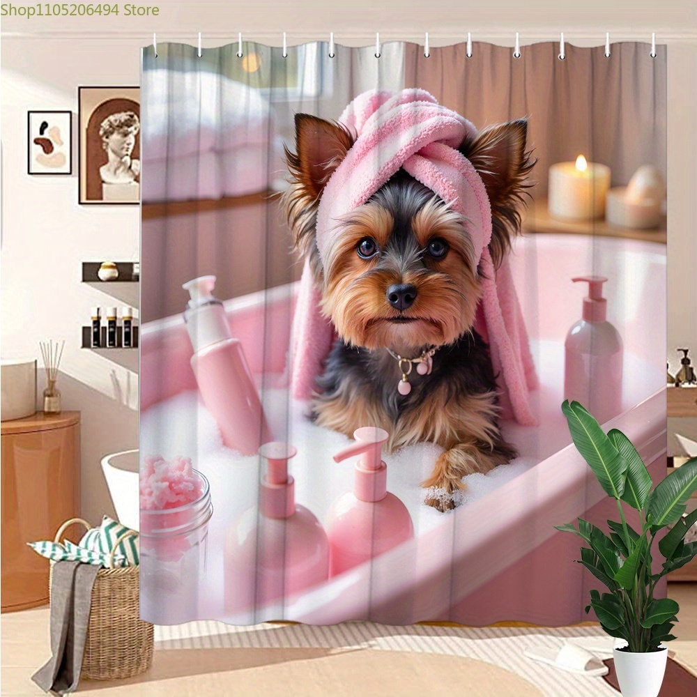 Niedlicher Yorkie-Hund in der  – Home Bathroom Design Ideas Bewertung und Preis