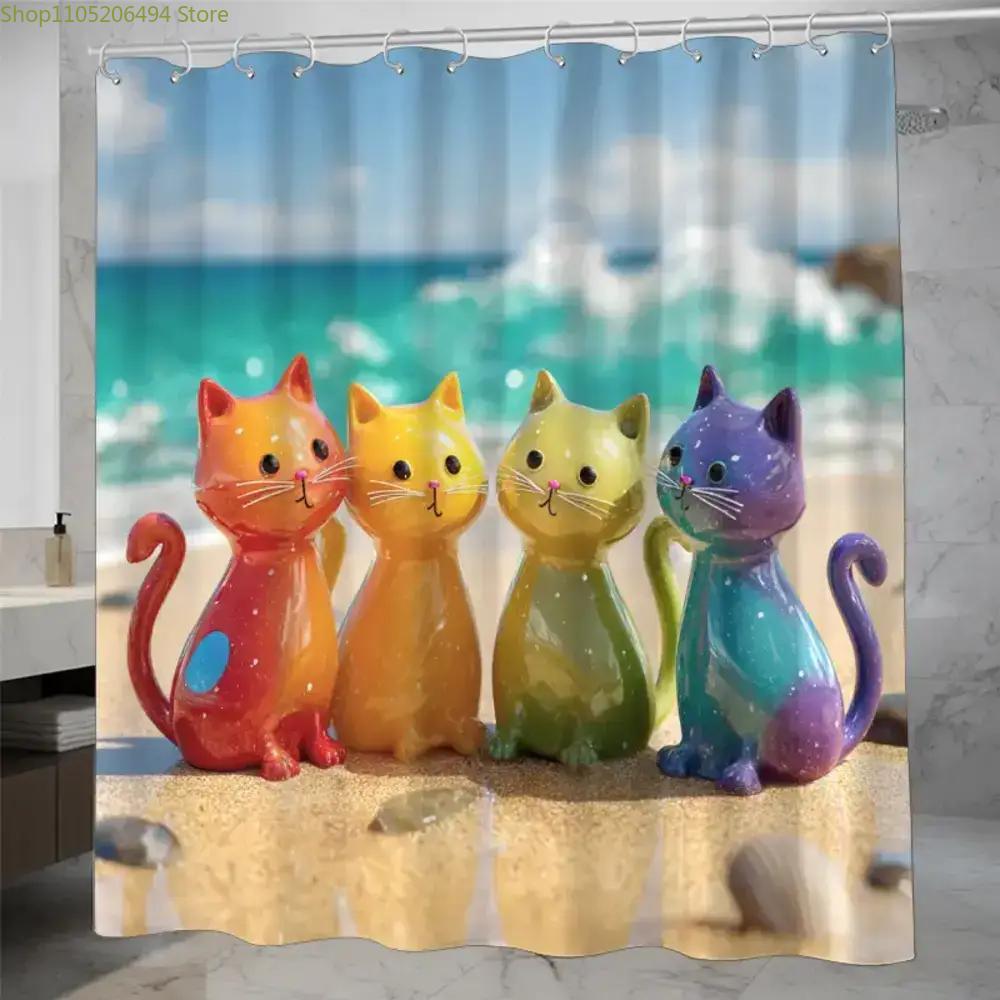Bunter Regenbogen-Katzen-Dusch – Home Bathroom Design Ideas Bewertung und Preis